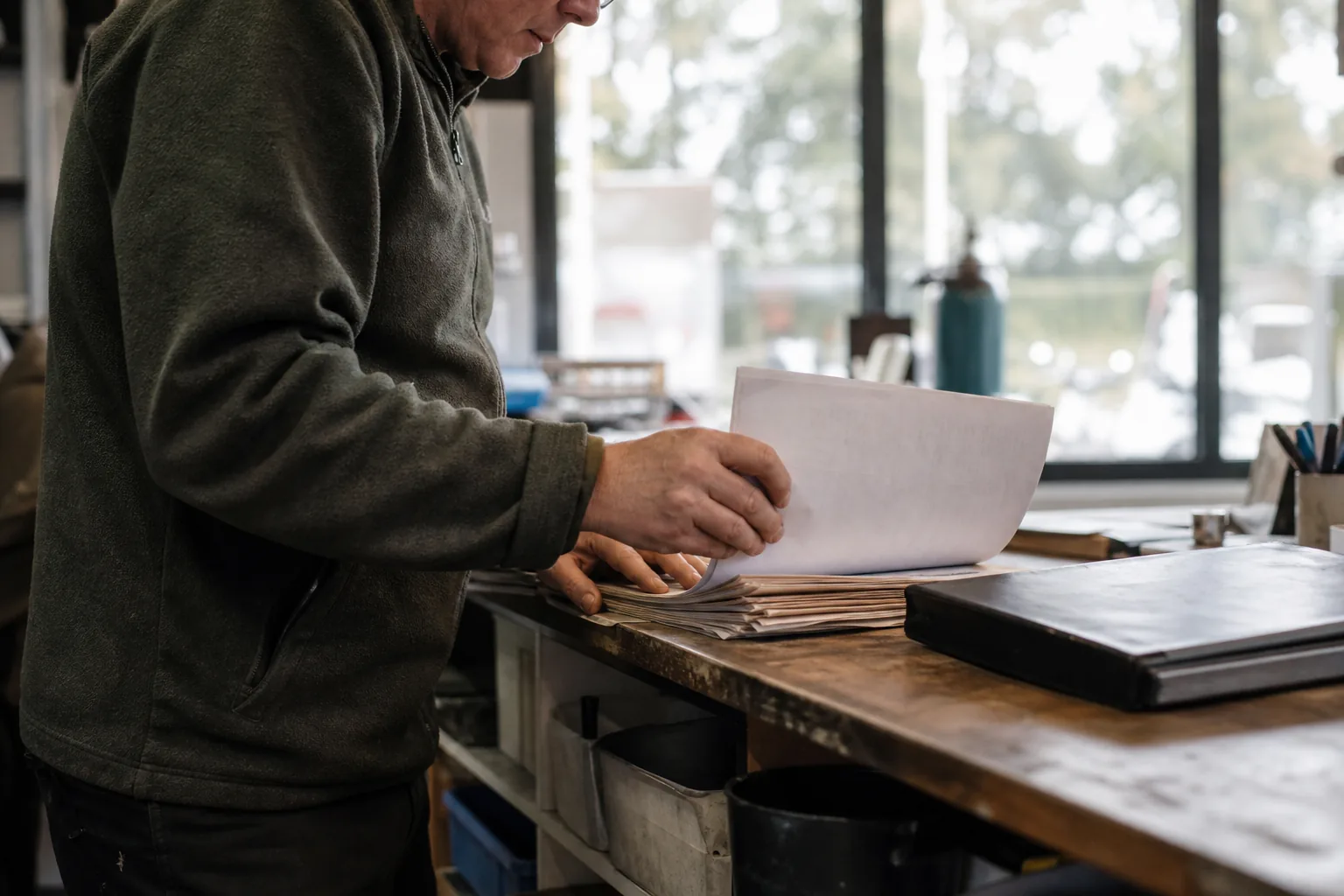 Werk in een Nederlandse winkel of werkplaats. Beeld bij het artikel: Waar moet je volgens de AVG op letten als je klantgegevens in de garage bewaart?