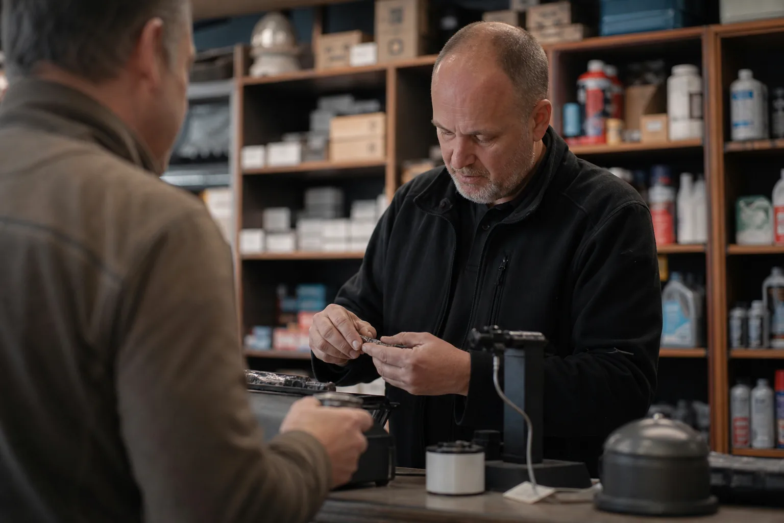 Werk in een Nederlandse winkel of werkplaats. Beeld bij het artikel: Waarom komt je APK-herinnering vaak niet aan bij de klant die je wilt bereiken?